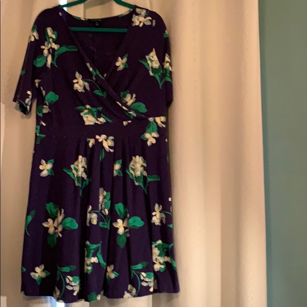 Land’s End Navy and green dress